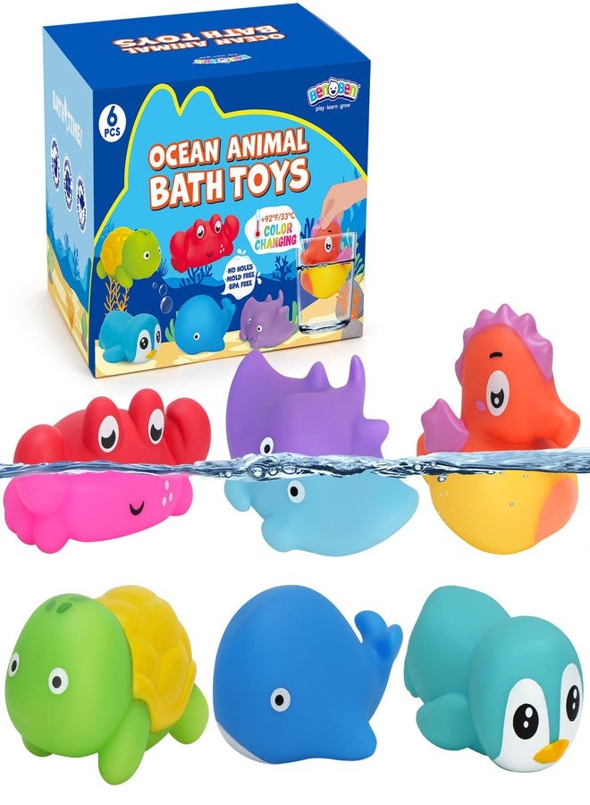 BenBen Bath Toy, 6PCS Color Changing Bath Toys for Kids Ages 1-3, No Holes Baby Bath Toys for Toddlers 2-4, Ocean Sea Animal Bathtub Toys - Image 1